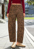 GRAPENT Women's High Rise Leopard Barrel Jeans | Leopard Print Denim, Adjustable Cinched Waist, Frayed Hem, 28