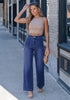 GRAPENT Women's High Waisted Wide Leg Jeans | Soft Stretch Denim, Patch Pocket, 29.5