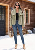 Bean Green Wide Lapel Faux Fur Coat for Women — Oversized Dropped Shoulder Jacket with Side Pockets & Snap Buttons