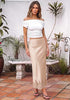 Sandshell Women's Satin Maxi Skirt — Silky Bias Cut Long Slip Skirt with Easy Pull On Elastic Waistband & Lace Trim Hem