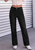 Washed Black Women's Rhinestone Wide Leg Jeans, High Waisted Stretch Glitter Sparkly Embellished Denim Pants, 29.5