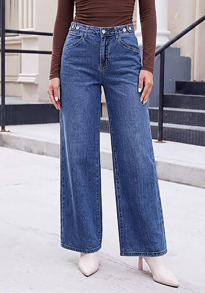 GRAPENT Women's High Waisted Wide Leg Baggy Jeans | Stretchy Denim, Adjustable Cinched Waist, 30" Inseam, 90S Baggy Style, Country Concert & Casual Work Wear