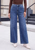 GRAPENT Women's High Waisted Wide Leg Baggy Jeans | Stretchy Denim, Adjustable Cinched Waist, 30