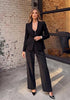 Black Women's  Peplum Suit Jacket Blazer, Tailored Fitted Long Sleeve with Built-in Shoulder Pads, Dressy Casual for Office, Business & Everyday Wear