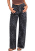 GRAPENT Women's High Waist Wide Leg Leopard Jeans | Stretchy Denim, Baggy Loose Fit, 29.5