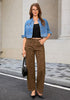 GRAPENT Women's High Waist Wide Leg Leopard Jeans | Stretchy Denim, Baggy Loose Fit, 29.5
