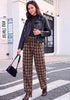 GRAPENT Women's High Waisted Plaid Barrel Pants | Tapered Wide Leg, Elastic Drawstring Waist, Front Pockets, Work Office Casual Fall Outfits