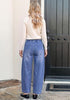 GRAPENT Women's High Waisted Baggy Barrel Jeans | Stretchy Denim, Elastic Drawstring Waist, Pull On, 27.5