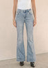Vintage Blue Flare Jeans for Women Mid Rise Bootcut Denim Pants Distressed Stretchy Retro Y2K Washed Date Night Outfit Nashville Western Style