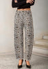 GRAPENT Women's High Rise Leopard Barrel Jeans | Leopard Print Denim, Adjustable Cinched Waist, Frayed Hem, 28