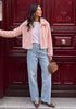 White Women's Cropped Fluffy Faux Fur Coat — Oversized Lapel Jacket with Button Down Closure & Warm Lining