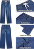 GRAPENT Women's High Rise Straight Wide Leg Jeans | Stretchy Denim, Elastic Waist, 29.5