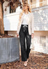 GRAPENT Women's High Rise Straight Wide Leg Jeans | Stretchy Denim, Elastic Waist, 29.5