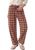 GRAPENT Women's High Waisted Plaid Barrel Pants | Tapered Wide Leg, Elastic Drawstring Waist, Front Pockets, Work Office Casual Fall Outfits