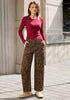 GRAPENT Women's High Rise Leopard Barrel Jeans | Leopard Print Denim, Adjustable Cinched Waist, Frayed Hem, 28