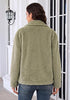 Bean Green Wide Lapel Faux Fur Coat for Women — Oversized Dropped Shoulder Jacket with Side Pockets & Snap Buttons