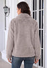 Light Gray Wide Lapel Faux Fur Coat for Women — Oversized Dropped Shoulder Jacket with Side Pockets & Snap Buttons