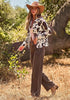 Dark Brown Cow Print Women's Cow Print Faux Suede Shacket — Cropped Button Down Jacket with Pockets & Full Lining