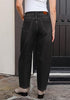 Washed Black Barrel Jeans for Women High Waisted Baggy Drawstring Wide Leg Denim Pants Stretchy Ankle Length 27.5 Inseam Casual Trendy
