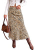 Taffy Leopard Women's Leopard Print Satin Maxi Skirt — High Waisted Bias Cut A Line Slip Skirt with Stretchy Elastic Waistband