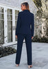 Navy Blue Women's Elegant Business Pantsuit — Single Button Blazer & High Waisted Pants with Adjustable Waistband
