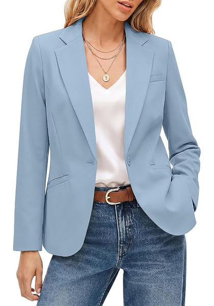 GRAPENT Women's Business Casual Blazer | Notched Lapel, Shoulder Pads, Single Button, 2 Pockets, Work Office Interview Outfits