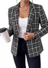 Black &White Women's Plaid Tweed Work Blazer | Long Sleeve Notched Lapel Jacket, Fully Lined, Shoulder Pads, Single Button, 2 Pockets – Office, Interview, Business Casual