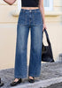 GRAPENT Women's High Waisted Wide Leg Jeans | Soft Stretch Denim, Patch Pocket, 29.5