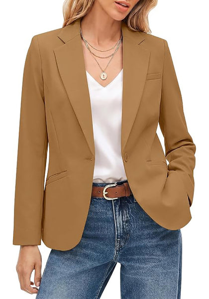 GRAPENT Women's Business Casual Blazer | Notched Lapel, Shoulder Pads, Single Button, 2 Pockets, Work Office Interview Outfits