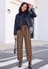 GRAPENT Women's High Waisted Plaid Barrel Pants | Tapered Wide Leg, Elastic Drawstring Waist, Front Pockets, Work Office Casual Fall Outfits