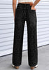Washed Black Women's Rhinestone Wide Leg Jeans, High Waisted Stretch Glitter Sparkly Embellished Denim Pants, 29.5