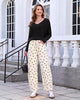 GRAPENT Women's High Rise Polka Dot Barrel Jeans | Stretch Denim, Elastic Drawstring Waist, 27