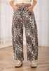 Sand Leopard Women's Trendy Leopard Barrel Jeans — High Waisted Baggy Wide Leg Stretchy Denim Pants with Front Seam & Ankle Length