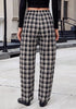 GRAPENT Women's High Waisted Plaid Barrel Pants | Tapered Wide Leg, Elastic Drawstring Waist, Front Pockets, Work Office Casual Fall Outfits