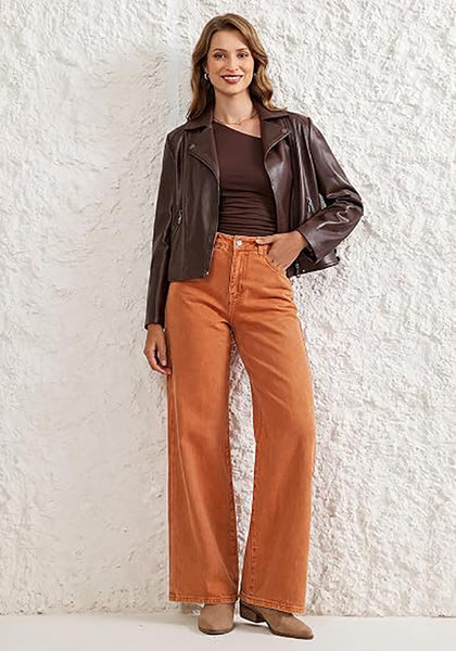 GRAPENT Women's High Waisted Wide Leg Baggy Jeans | Stretchy Denim, Adjustable Cinched Waist, 30" Inseam, 90S Baggy Style, Country Concert & Casual Work Wear