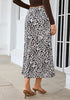 Black & White Leopard Women's Leopard Print Satin Maxi Skirt — High Waisted Bias Cut A Line Slip Skirt with Stretchy Elastic Waistband