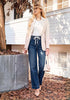 GRAPENT Women's High Rise Straight Wide Leg Jeans | Stretchy Denim, Elastic Waist, 29.5