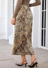 Brown Cheetah Women's Leopard Print Satin Maxi Skirt — High Waisted Bias Cut A Line Slip Skirt with Stretchy Elastic Waistband