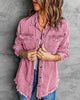 Lilac Rose Button-Up Oversized Women's Denim Shacket