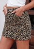 Khaki Leopard Print Mini Skirt for Women High Waist Stretchy 90s Animal Print Short Skirt Fall Country Concert Outfit Western Style