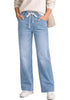 GRAPENT Women's High Rise Straight Wide Leg Jeans | Stretchy Denim, Elastic Waist, 29.5