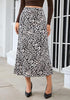 Black & White Leopard Women's Leopard Print Satin Maxi Skirt — High Waisted Bias Cut A Line Slip Skirt with Stretchy Elastic Waistband
