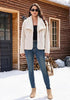 Cloud Cream Wide Lapel Faux Fur Coat for Women — Oversized Dropped Shoulder Jacket with Side Pockets & Snap Buttons