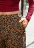 GRAPENT Women's High Rise Leopard Barrel Jeans | Leopard Print Denim, Adjustable Cinched Waist, Frayed Hem, 28