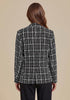 GRAPENT Women's Tweed Plaid Blazer | Notched Lapel, Fully Lined, Shoulder Pads, Single Button, 2 Pockets, Interview Office Business Casual