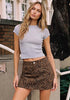 Brown Cheetah Print Mini Skirt for Women High Waist Stretchy 90s Animal Print Short Skirt Fall Country Concert Outfit Western Style