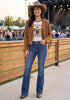 Vintage Blue Women's Trendy Mid Rise Bootcut Jeans — Stretchy Western Denim Pants with 90s Vintage Flare & 30.5