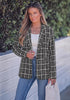 GRAPENT Women's Tweed Plaid Blazer | Notched Lapel, Fully Lined, Shoulder Pads, Single Button, 2 Pockets, Interview Office Business Casual