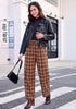 GRAPENT Women's High Waisted Plaid Barrel Pants | Tapered Wide Leg, Elastic Drawstring Waist, Front Pockets, Work Office Casual Fall Outfits