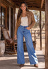 GRAPENT Women's High Waisted Wide Leg Baggy Jeans | Stretchy Denim, Adjustable Cinched Waist, 30